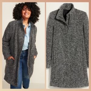 Oversized Soft-Brushed Textured Funnel-Neck Coat for Women - Old Navy Size Small